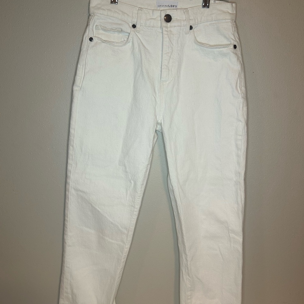LOFT Women's Straight Leg Jeans - White